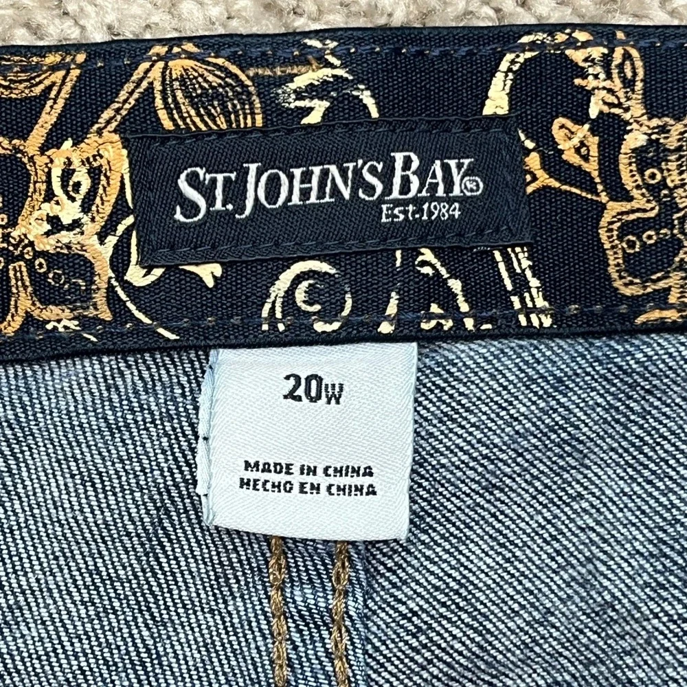 St. Johns Bay Jeans Womens 20W 44x25 Dark Blue Straight Leg Denim 5-Pocket Twill